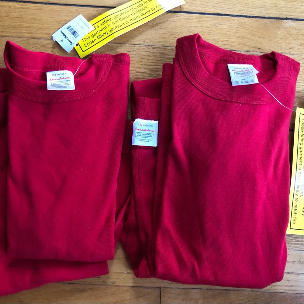 Hanna Andersson kids Red Holiday PJs sizes 5 and 10 (NEW)